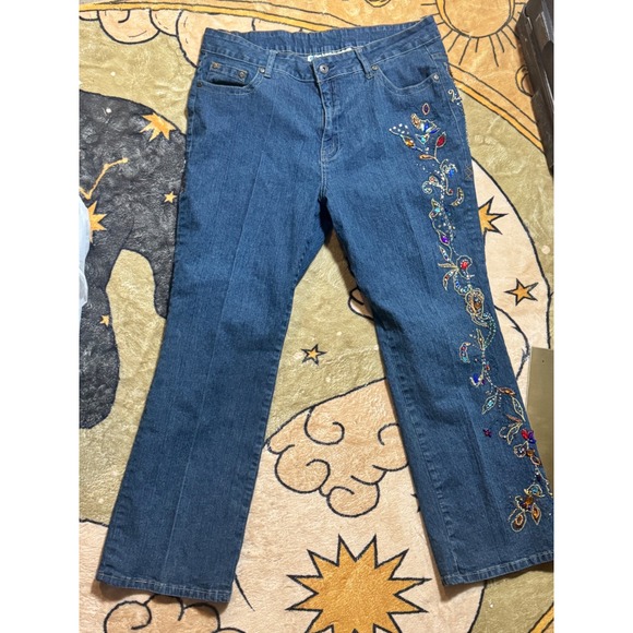 Denim 24/7 Embellished Jeans - Rhinestone Detail, Women's Size 18M, Statement - Picture 1 of 4